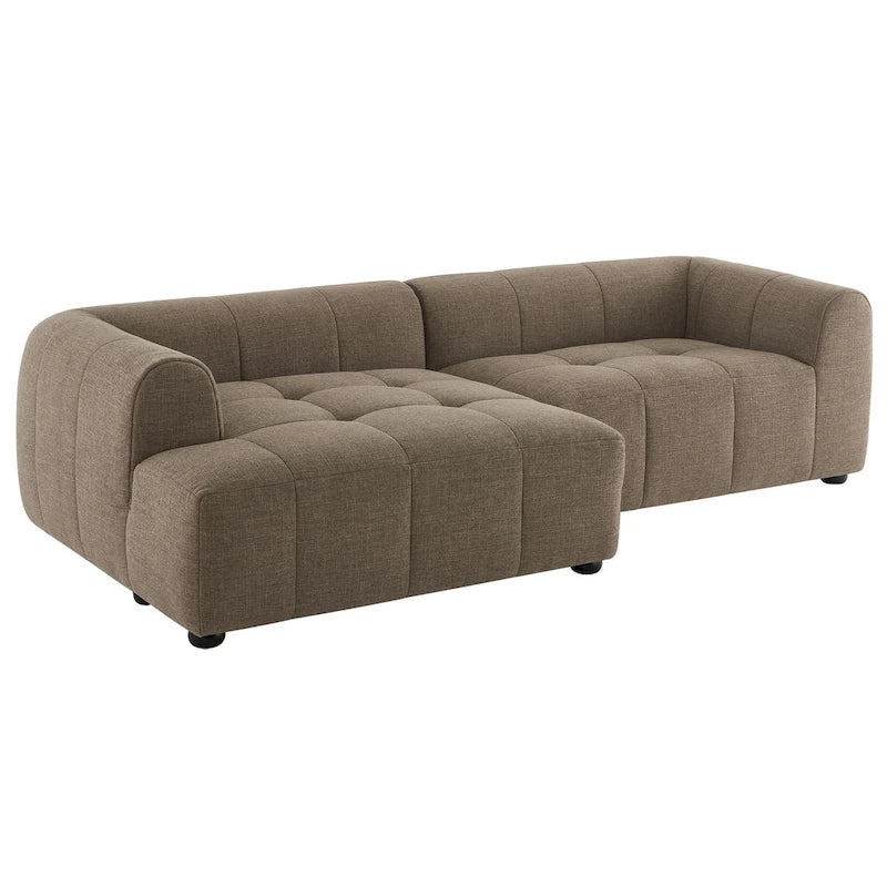 Left-Facing Fabric Modular Sectional Sofa with Chaise | Linen / Pewter / Mocha | 2-Seat