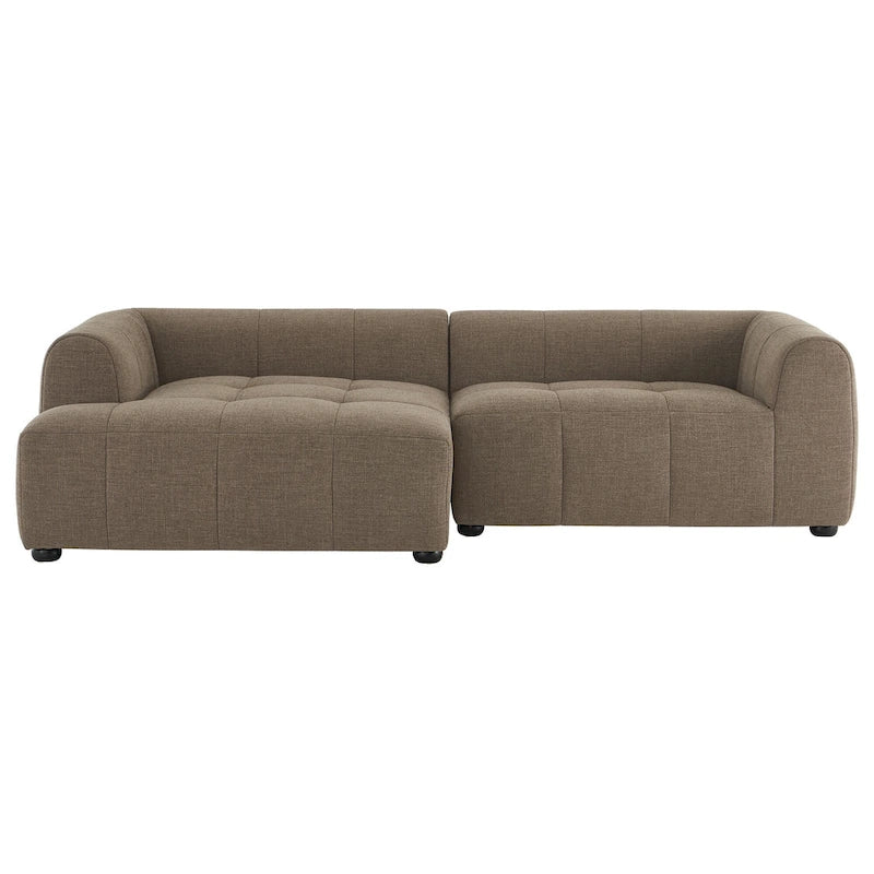 Left-Facing Fabric Modular Sectional Sofa with Chaise | Linen / Pewter / Mocha | 2-Seat