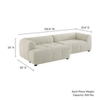 Left-Facing Fabric Modular Sectional Sofa with Chaise | Linen / Pewter / Mocha | 2-Seat