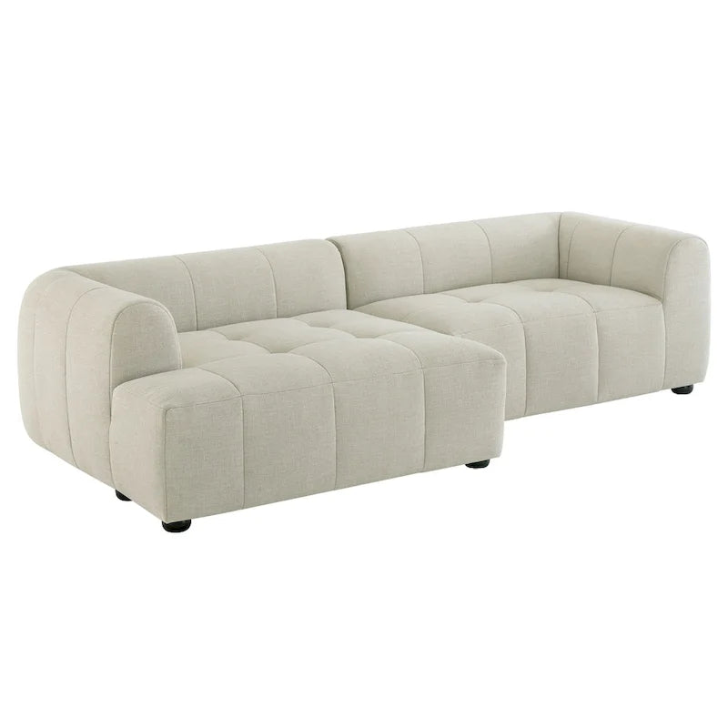 Left-Facing Fabric Modular Sectional Sofa with Chaise | Linen / Pewter / Mocha | 2-Seat