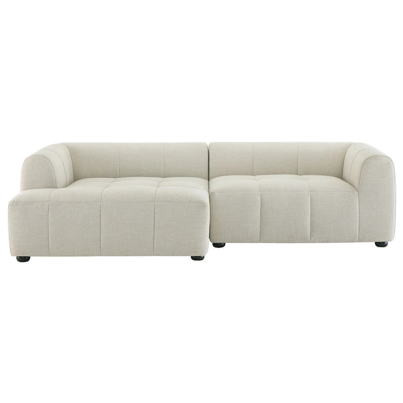 Left-Facing Fabric Modular Sectional Sofa with Chaise | Linen / Pewter / Mocha | 2-Seat