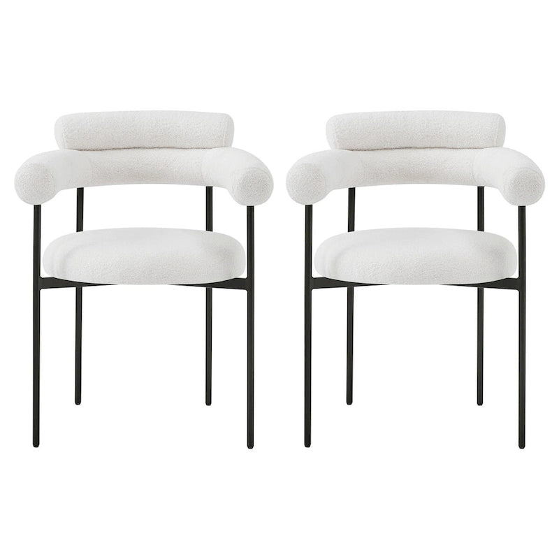 Upholstered Armchair Dining Chairs With Metal Legs for Home, Kitchen, Living Room(Set of 2)