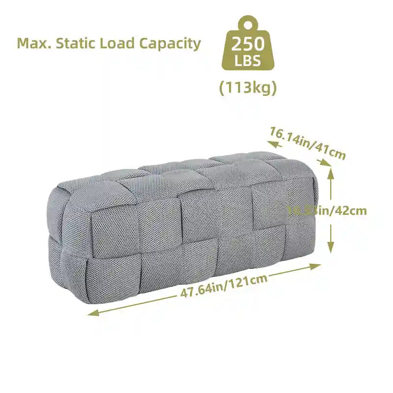 Modern 3D Breathable Fabric Large Ottoman Bench